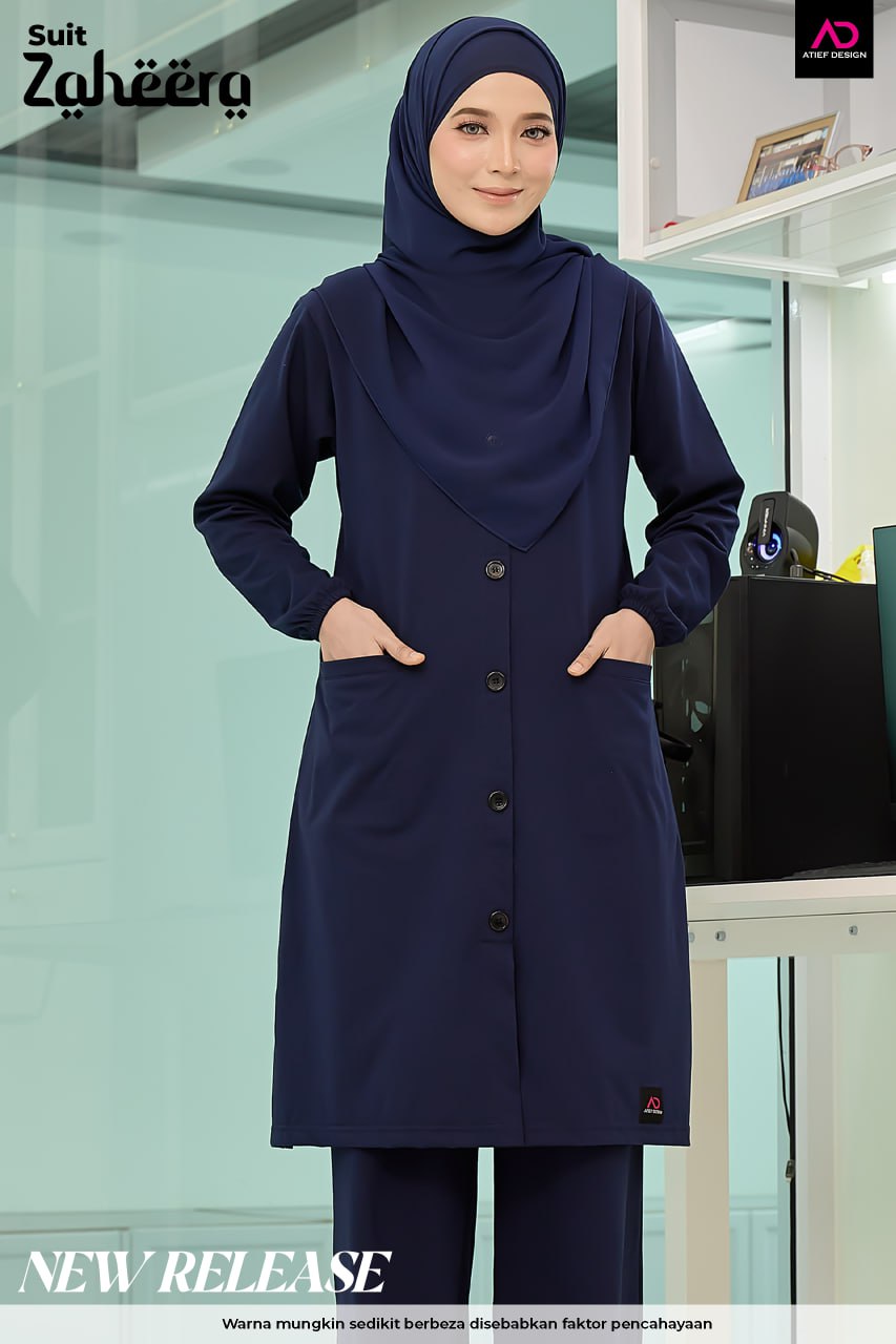 SUIT ZAHEERA SEPASANG SET - KP015 NAVY BLUE