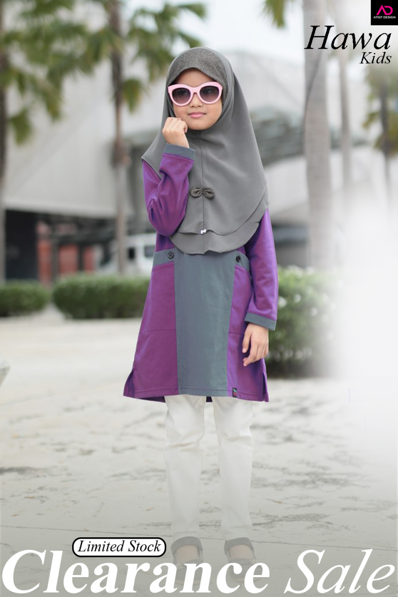 HAWA COTTON KIDS (S) - PURPLE & DARK GREY