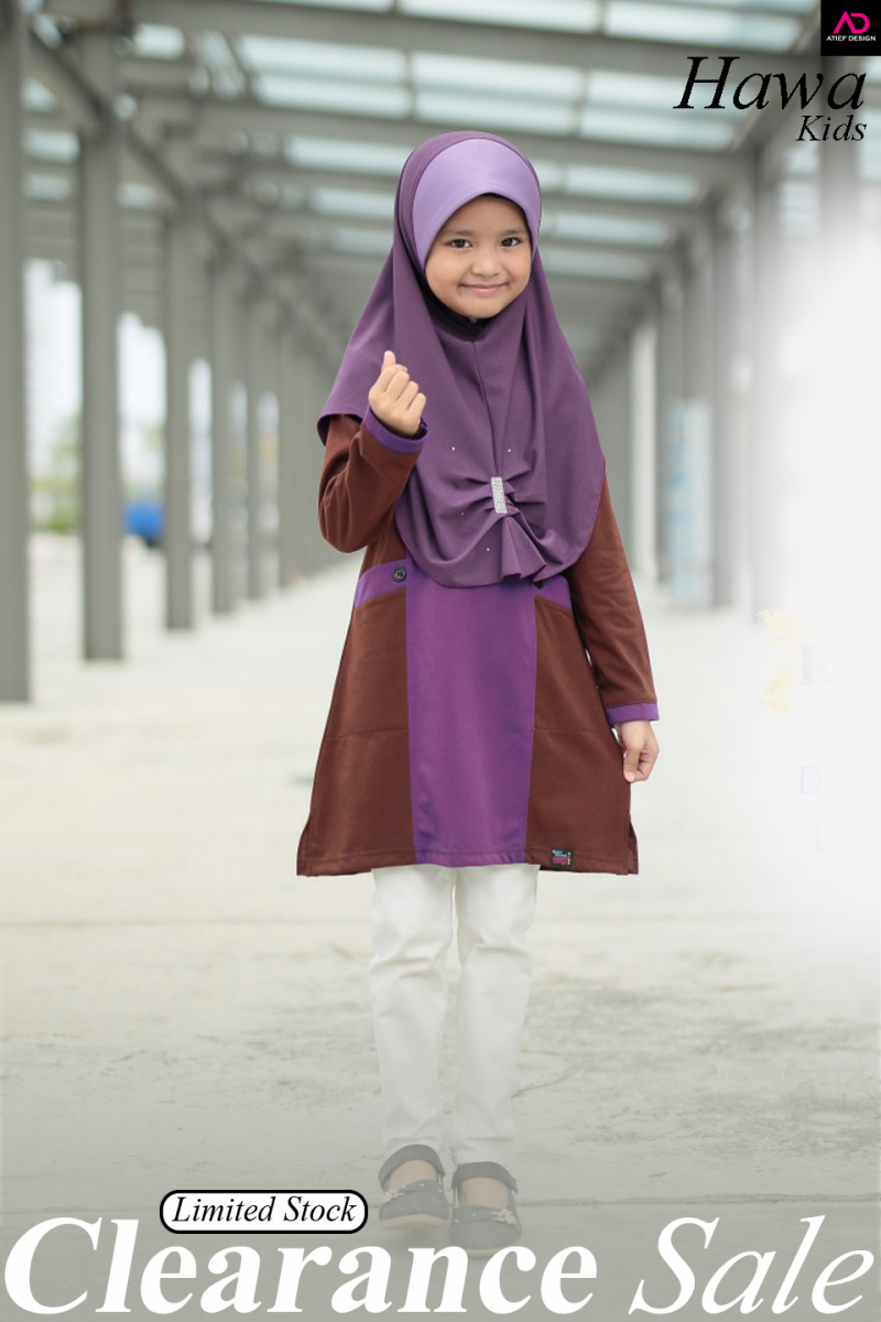 HAWA COTTON KIDS (S) - BROWN & DARK PURPLE