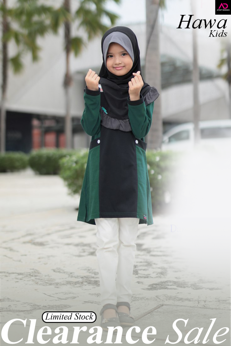 HAWA COTTON KIDS (S) - DARK EMERALD GREEN & BLACK