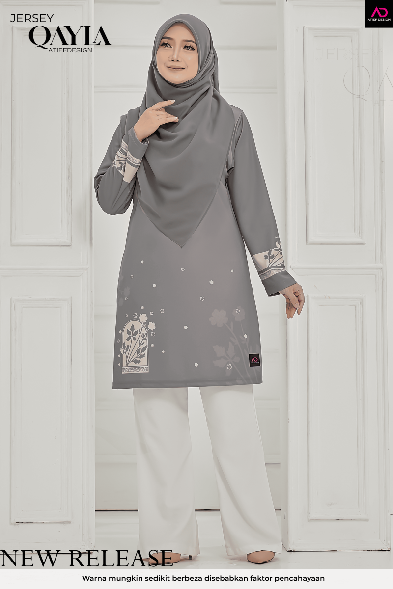 QAYLA EDISI FLORAL - LARAA SOFT GREY