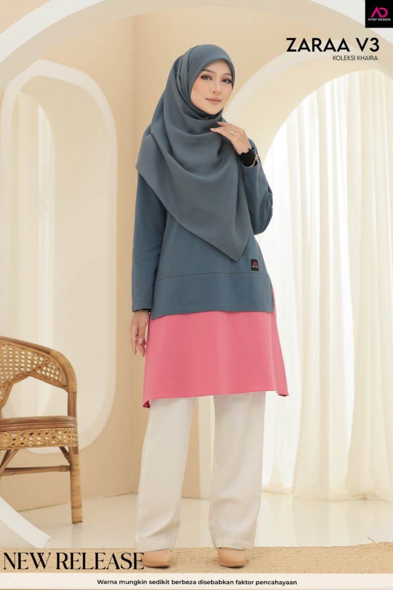 ZARAA COTTON DEWASA - K641 DARK GREY & DUSTY PINK