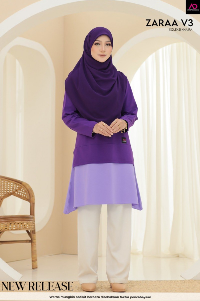 ZARAA COTTON DEWASA - K643 DARK PURPLE & SOFT PURPLE