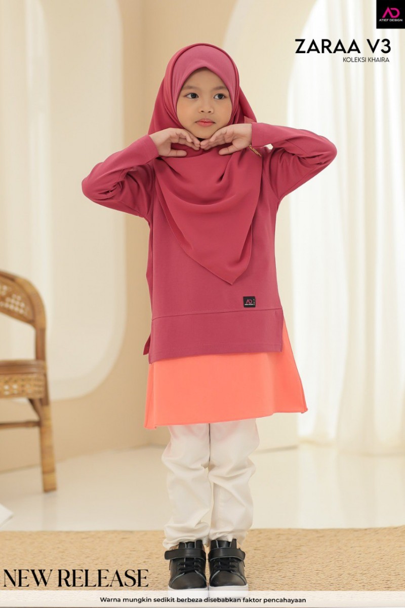 ZARAA COTTON KIDS - KD465 CERISE RED & PEACH