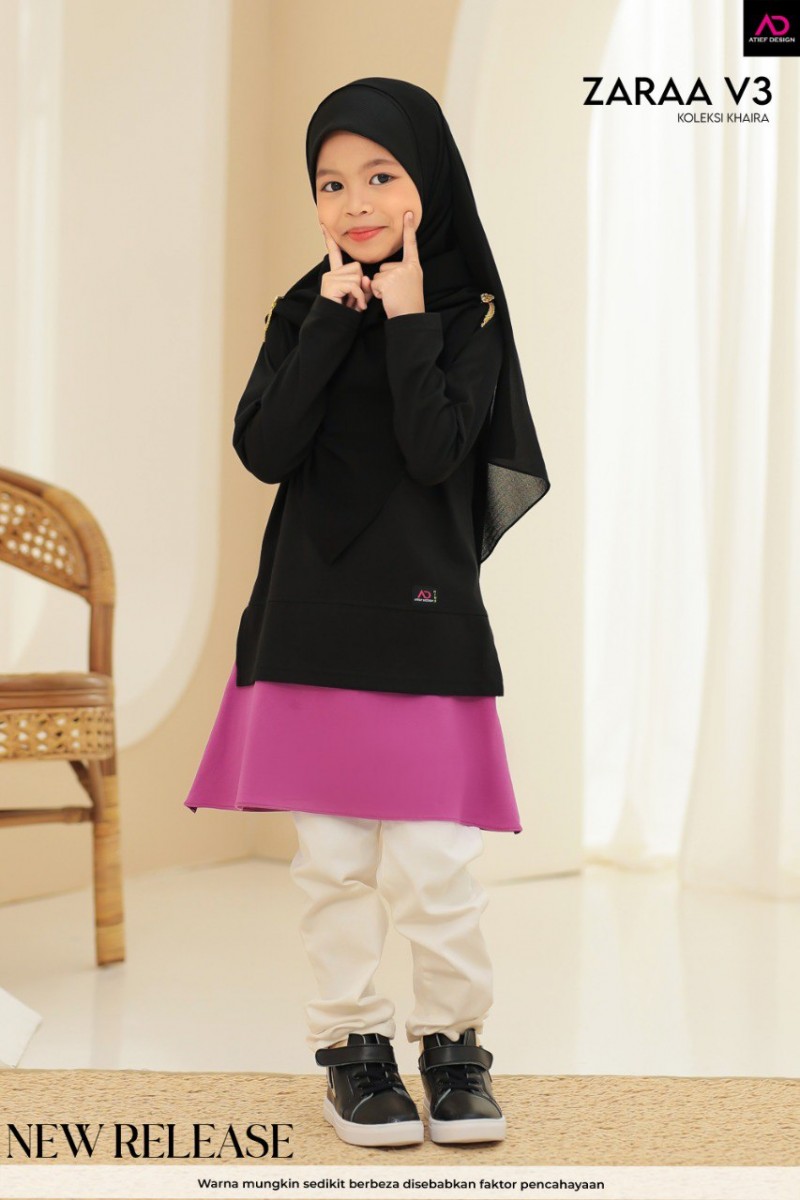 ZARAA COTTON KIDS - KD462 BLACK & CARNIVAL PURPLE