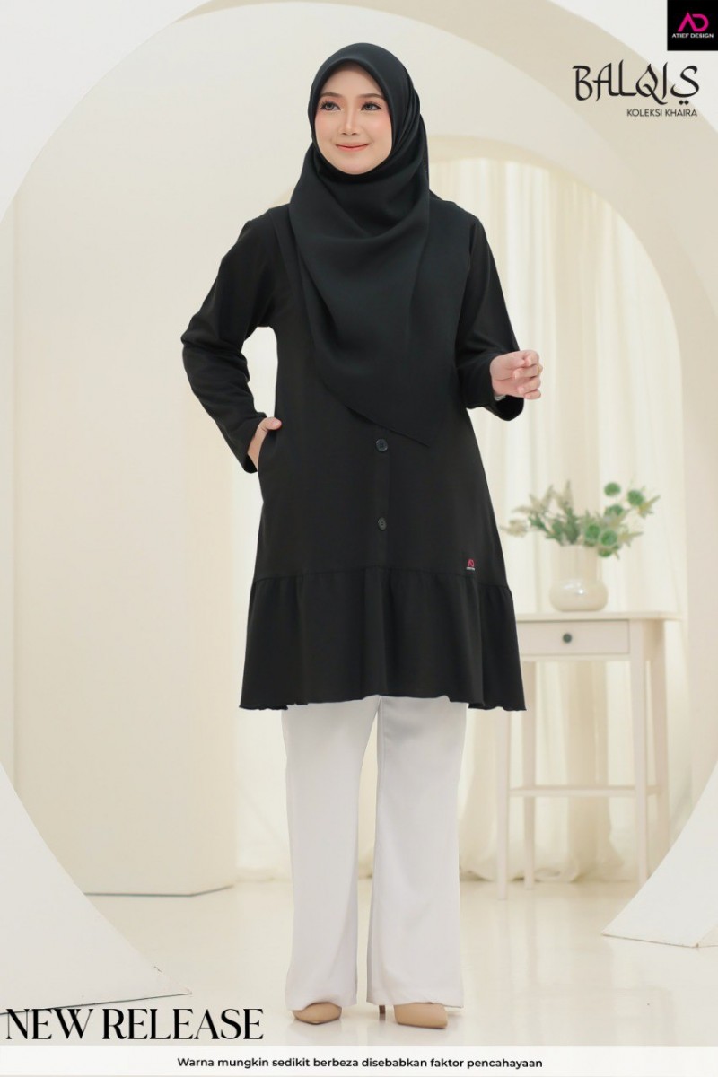 BALQIS COTTON DEWASA- K655 BLACK