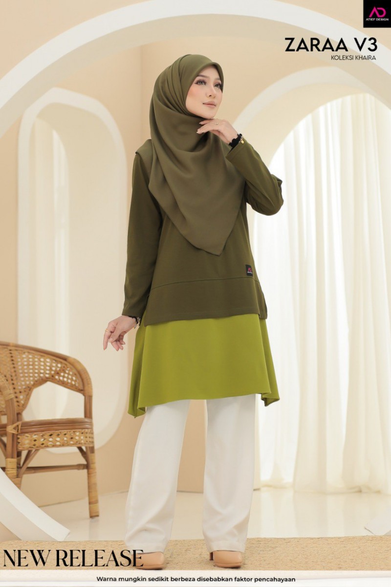 ZARAA COTTON DEWASA - K639 MOSS GREEN & OLIVE GREEN