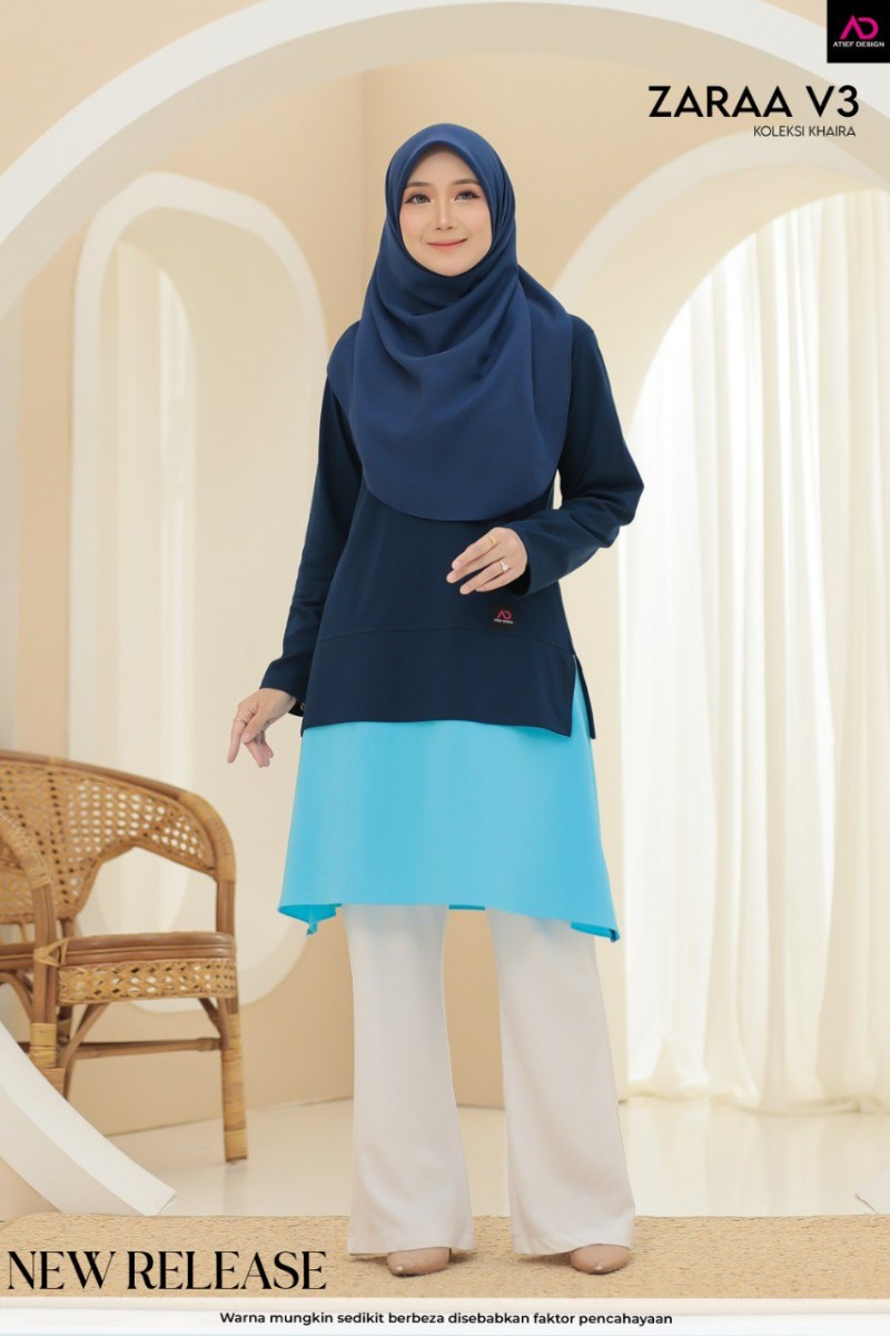 ZARAA COTTON DEWASA - K646 NAVY BLUE & LIGHT BLUE