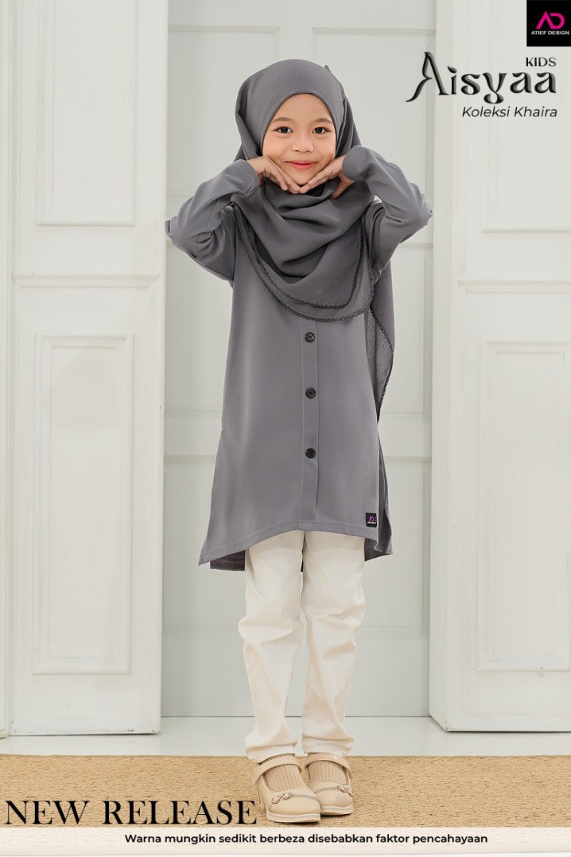AISYAA COTTON KIDS - KD499 SOFT GREY