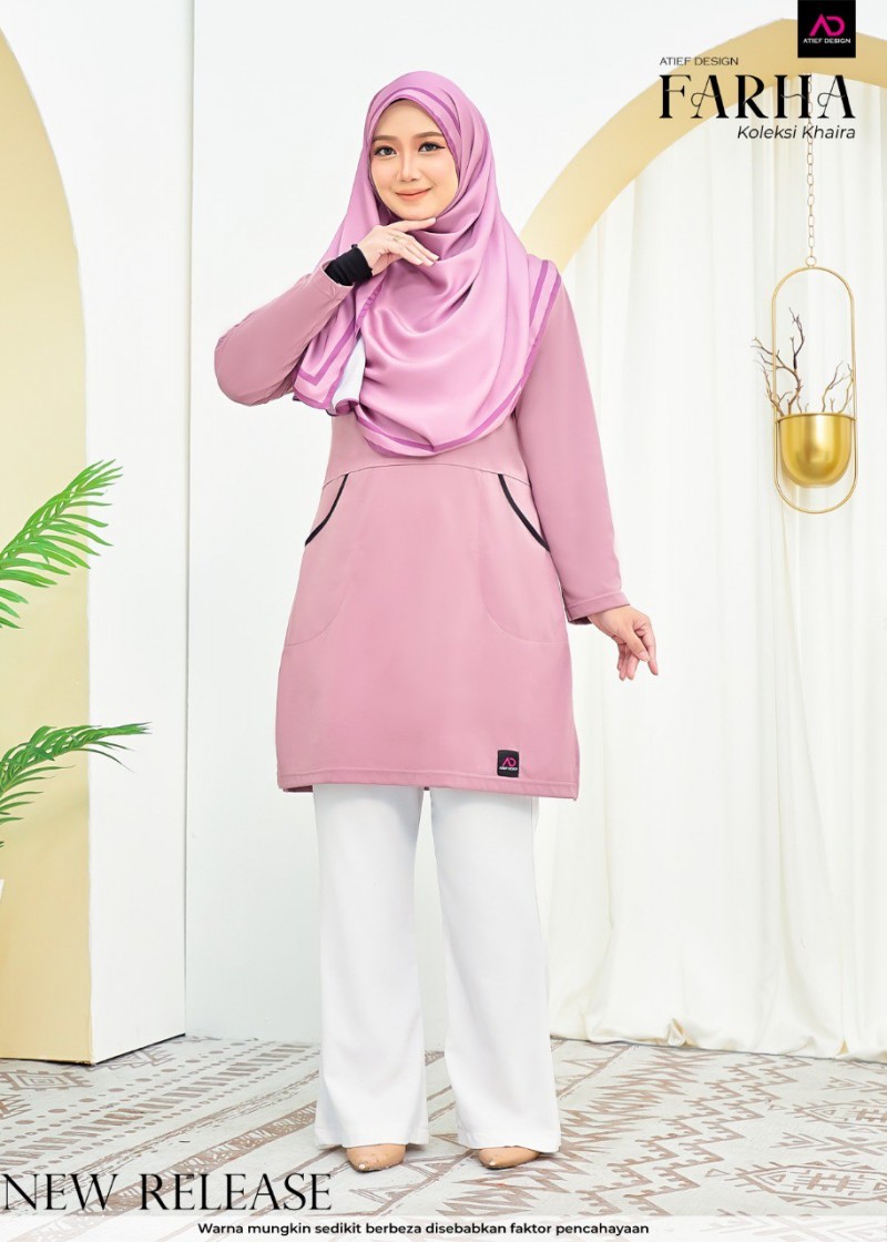 FARHA DEWASA COTTON - K671 PINK BLACAN