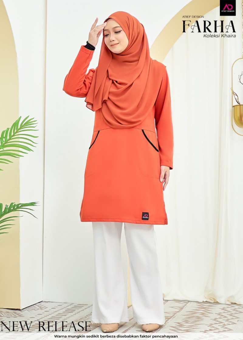 FARHA DEWASA COTTON - K675 OREN MANDARIN