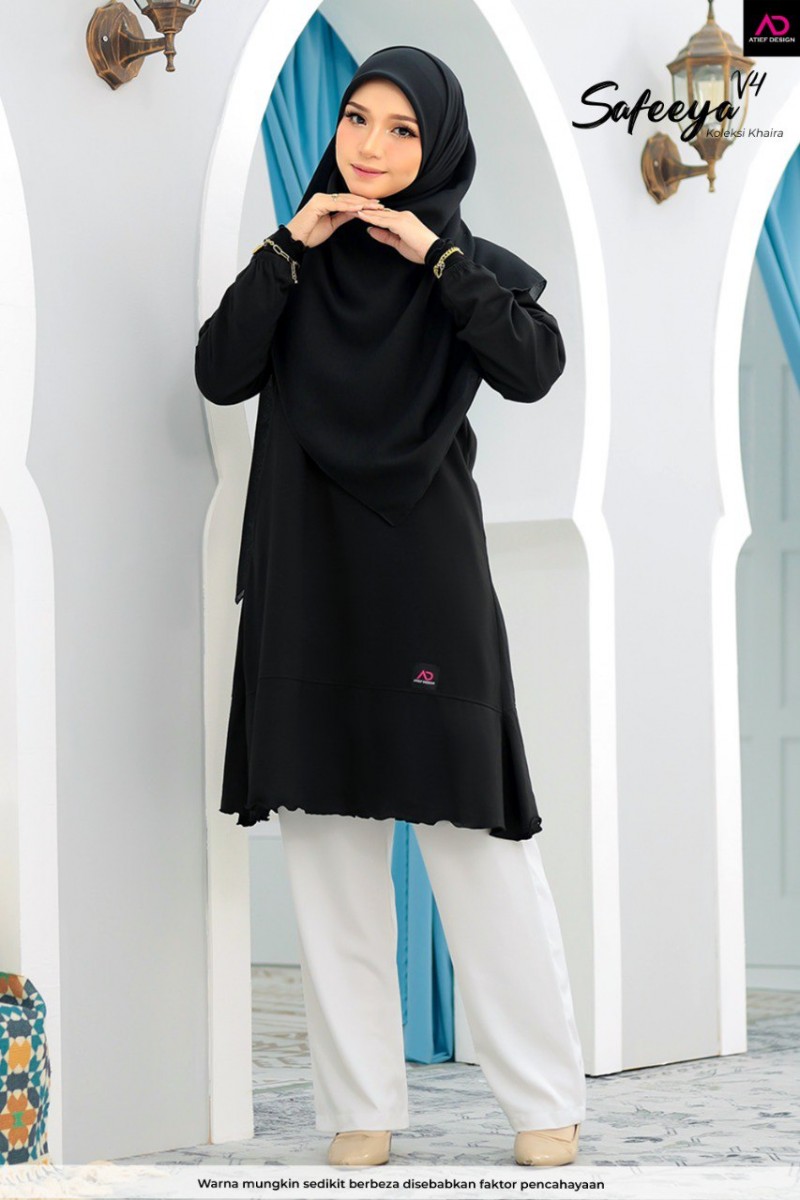 (PLUSSIZE) SAFEEYA COTTON DEWASA - K629 BLACK