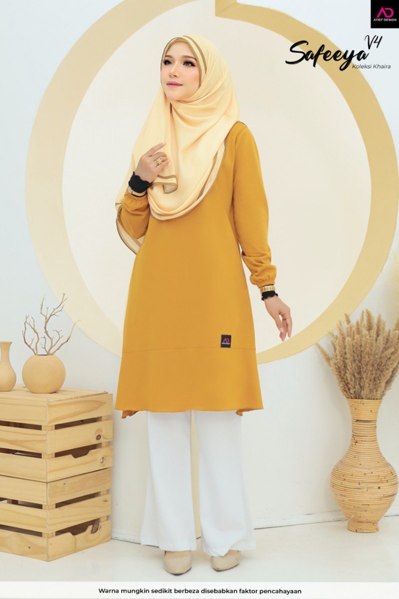 (PLUSSIZE) SAFEEYA COTTON DEWASA - K623 YELLOW MUSTARD