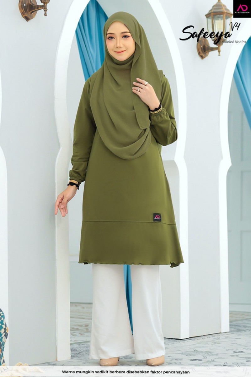 (PLUSSIZE) SAFEEYA COTTON DEWASA - K628 MOSS GREEN