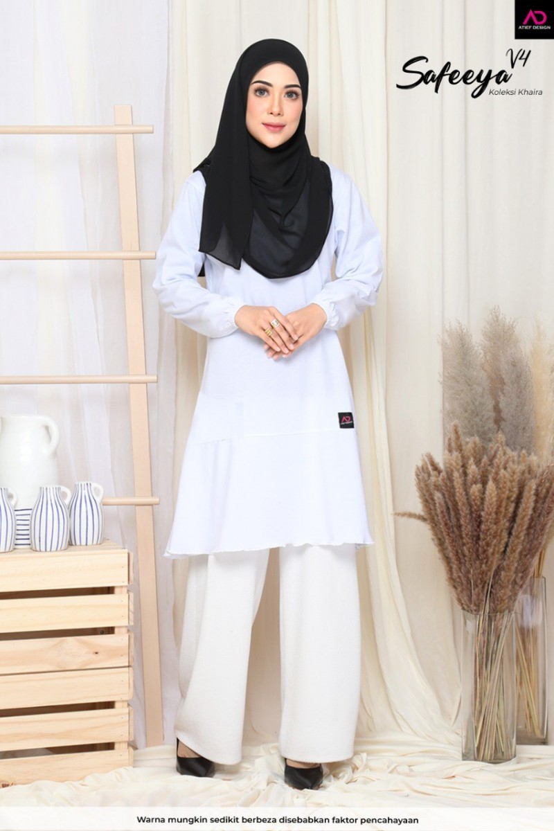 (PLUSSIZE) SAFEEYA COTTON DEWASA - K638 WHITE