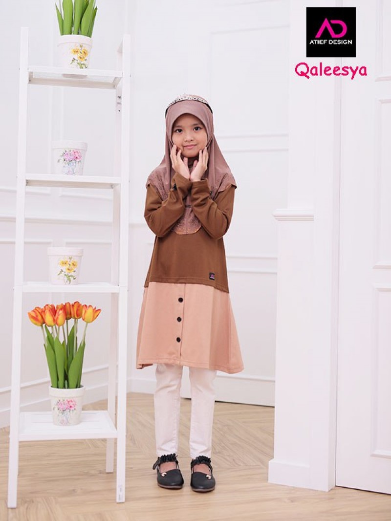 QALEESYA KIDS COTTON (L) - CHOCO & WHEAT BROWN