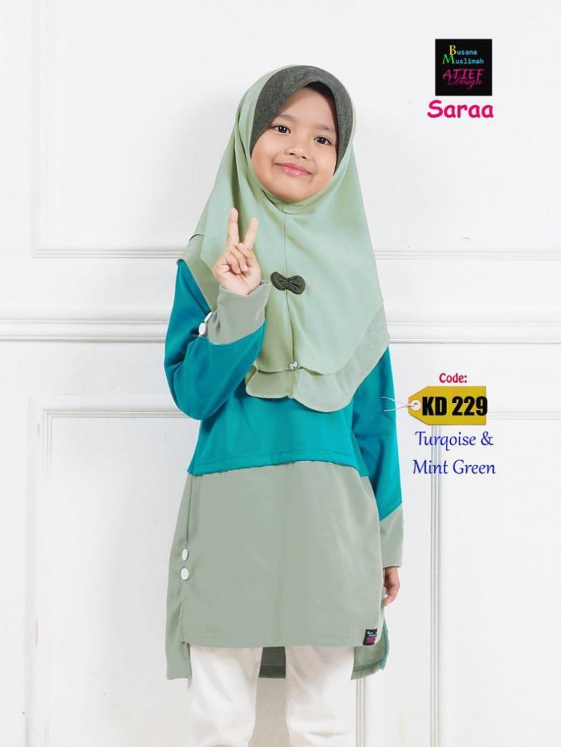 SARAA KIDS COTTON (S) - TURQOISE & MINT GREEN
