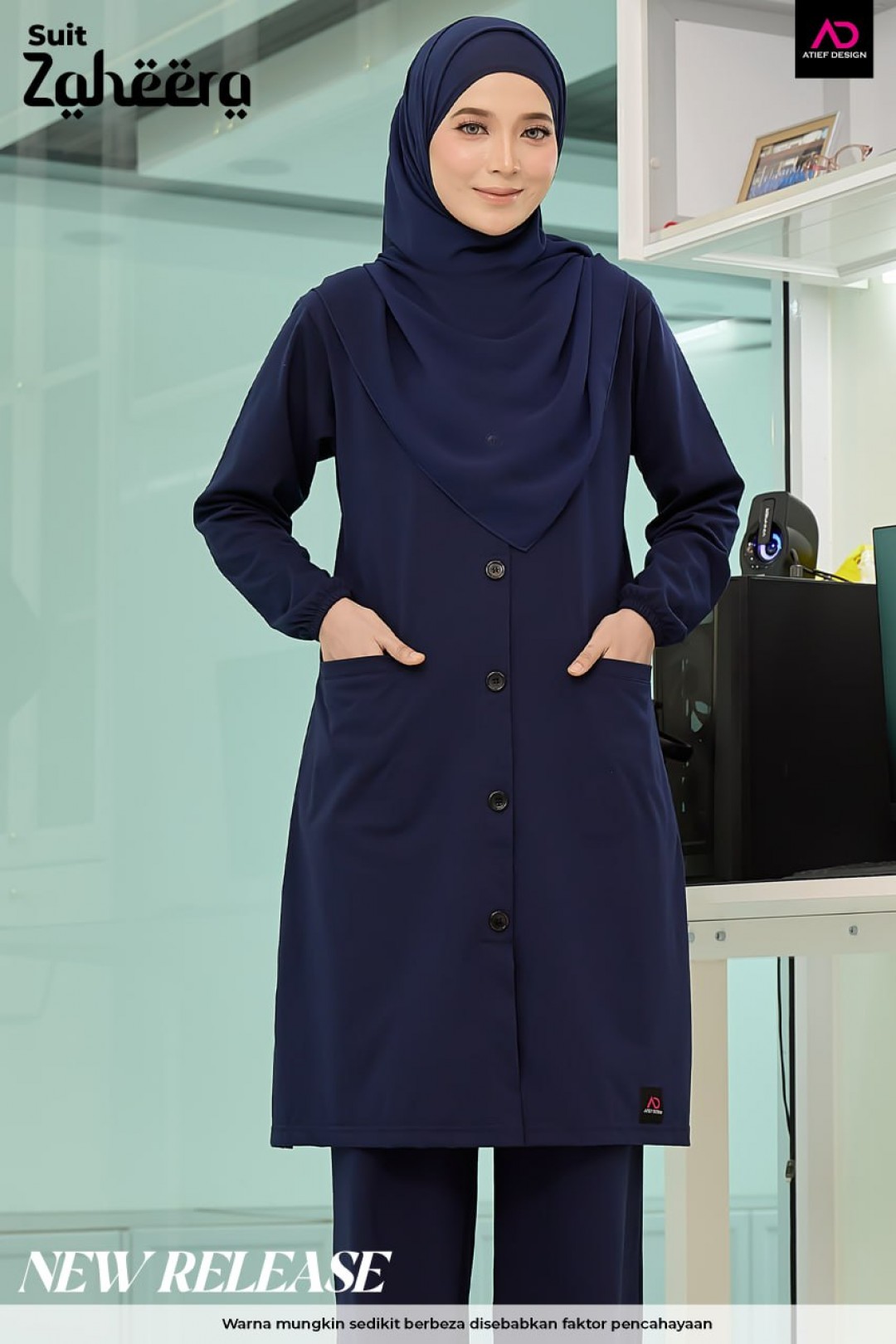 SUIT ZAHEERA SEPASANG SET - KP015 NAVY BLUE