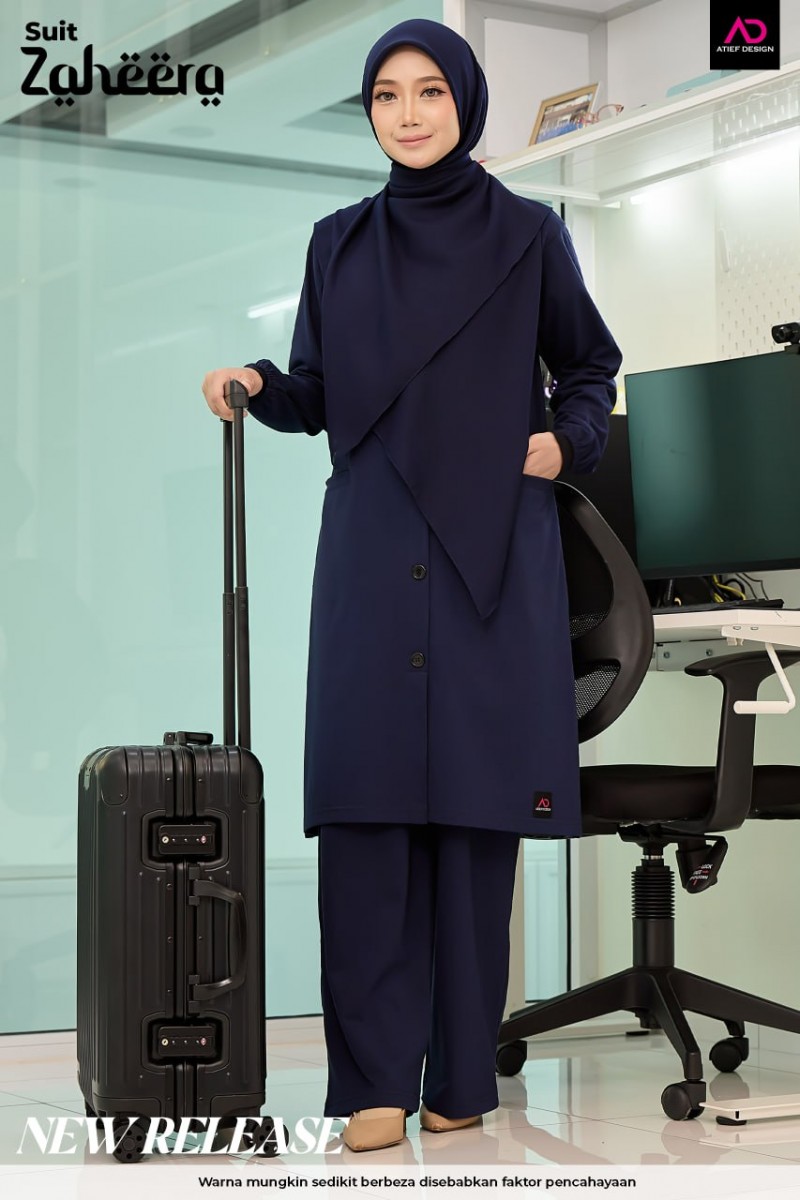 SUIT ZAHEERA SEPASANG SET - KP015 NAVY BLUE