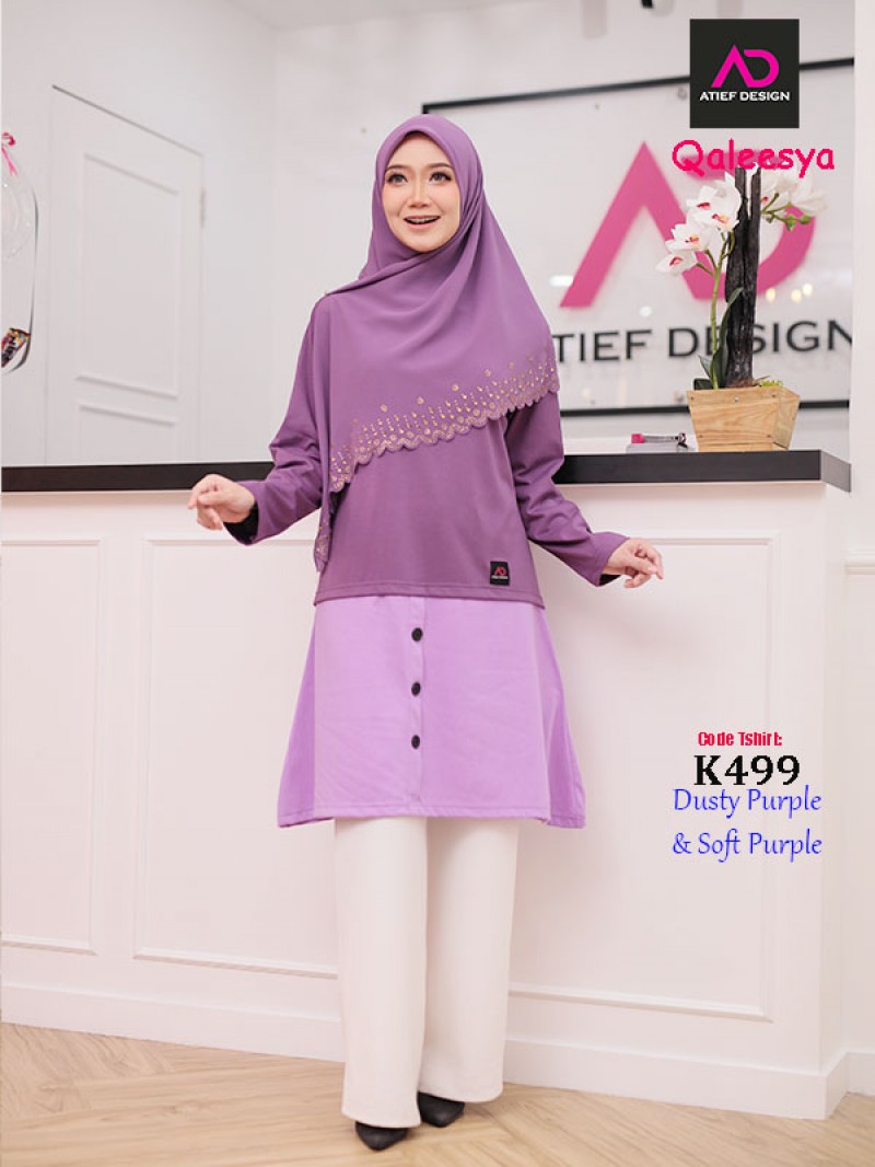 QALEESYA COTTON (M) - DUSTY PURPLE & SOFT PURPLE