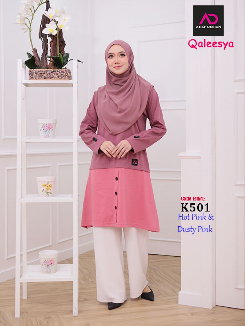 QALEESYA COTTON (M) - HOT PINK & DUSTY PINK