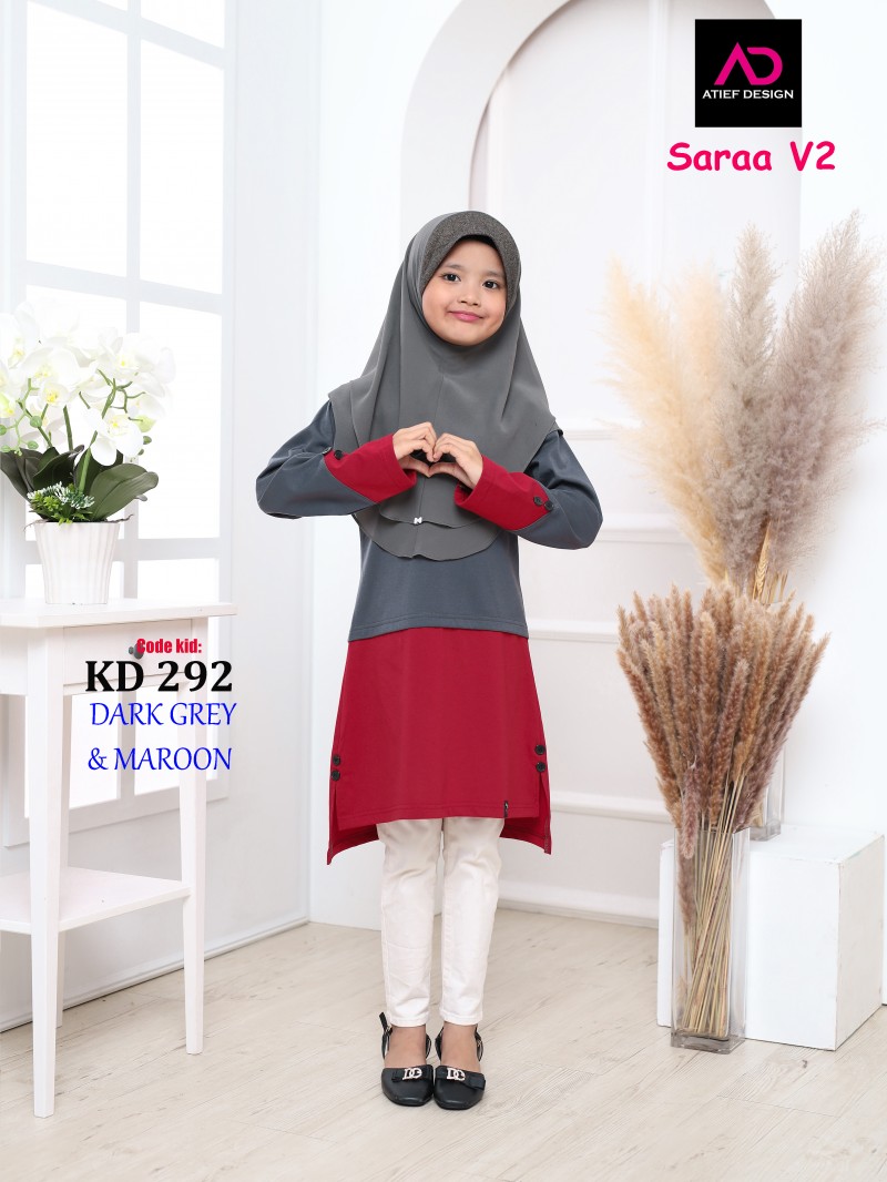SARAA KIDS COTTON (S) - DARK GREY & MAROON