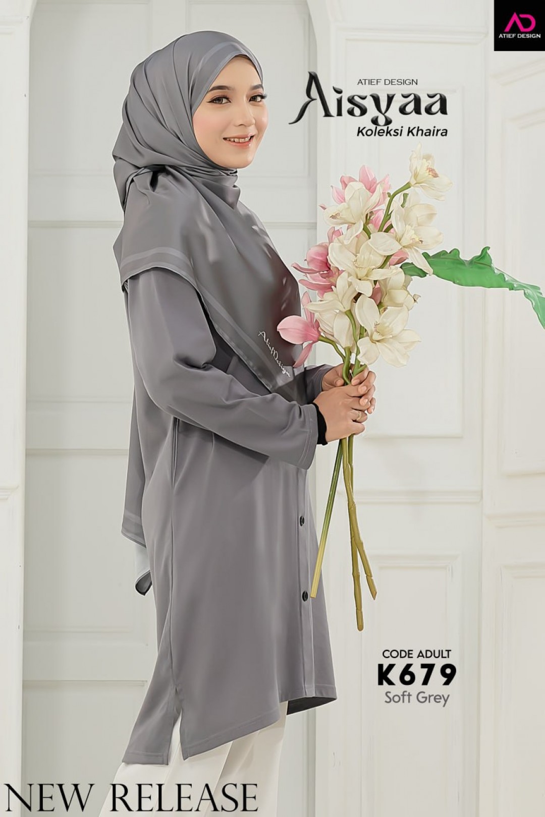 AISYAA COTTON DEWASA - K679 SOFT GREY