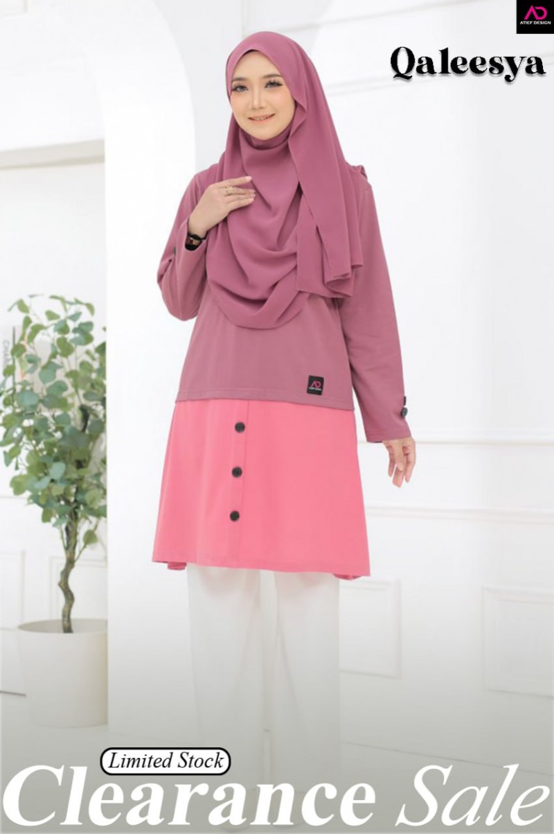 QALEESYA COTTON (3XL) - HOT PINK & DUSTY PINK