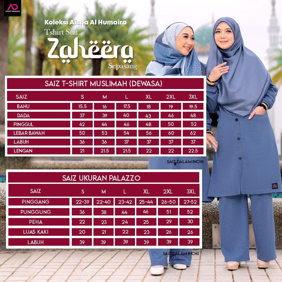 SUIT ZAHEERA UMRAH SET - KP007 TONE COLOR DENIM BLUE