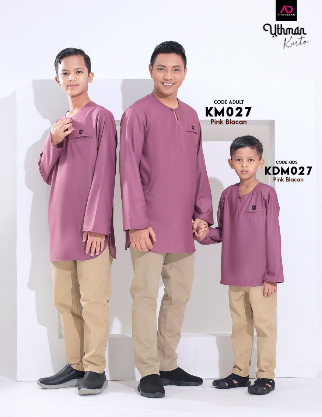 Kurta Uthman Dewasa Teluk Belanga - KM027 PINK BLACAN