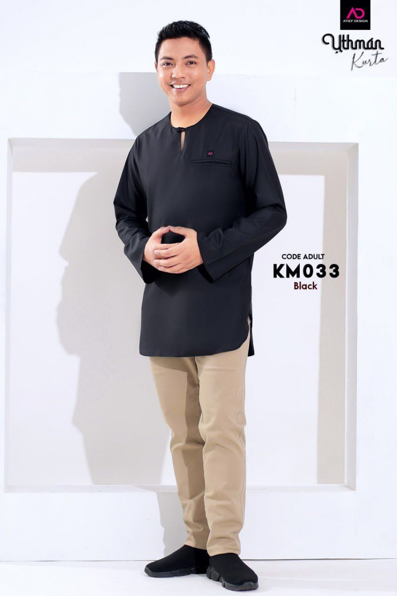 Kurta Uthman Dewasa Teluk Belanga - KM033 BLACK