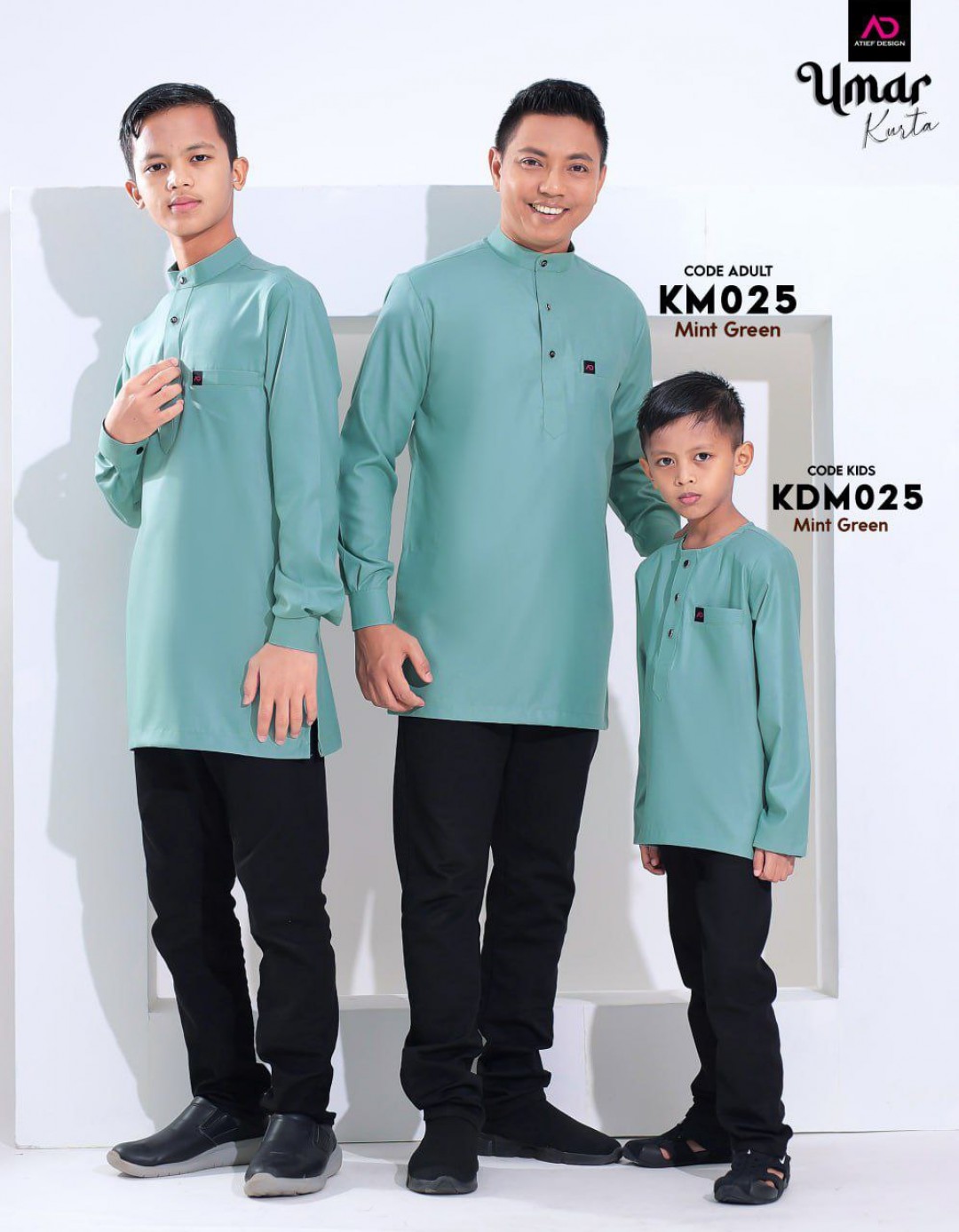 Kurta Umar KIDS CEKAK MUSANG - KDM025 MINT GREEN