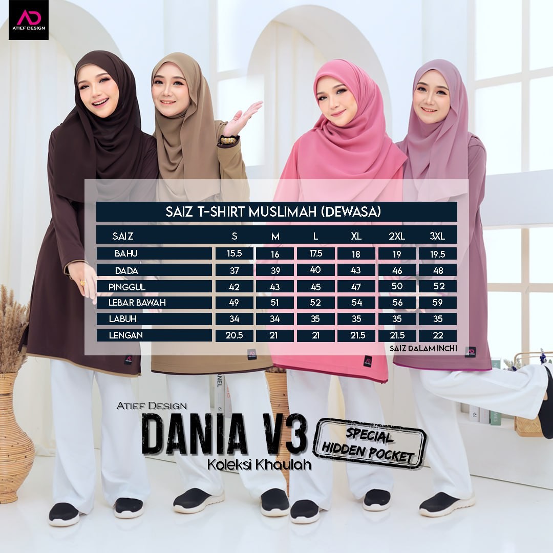 DANIA V2 JERSEY MUSLIMAH DEWASA - KH032 EMERALD GREEN & AQUA GRE