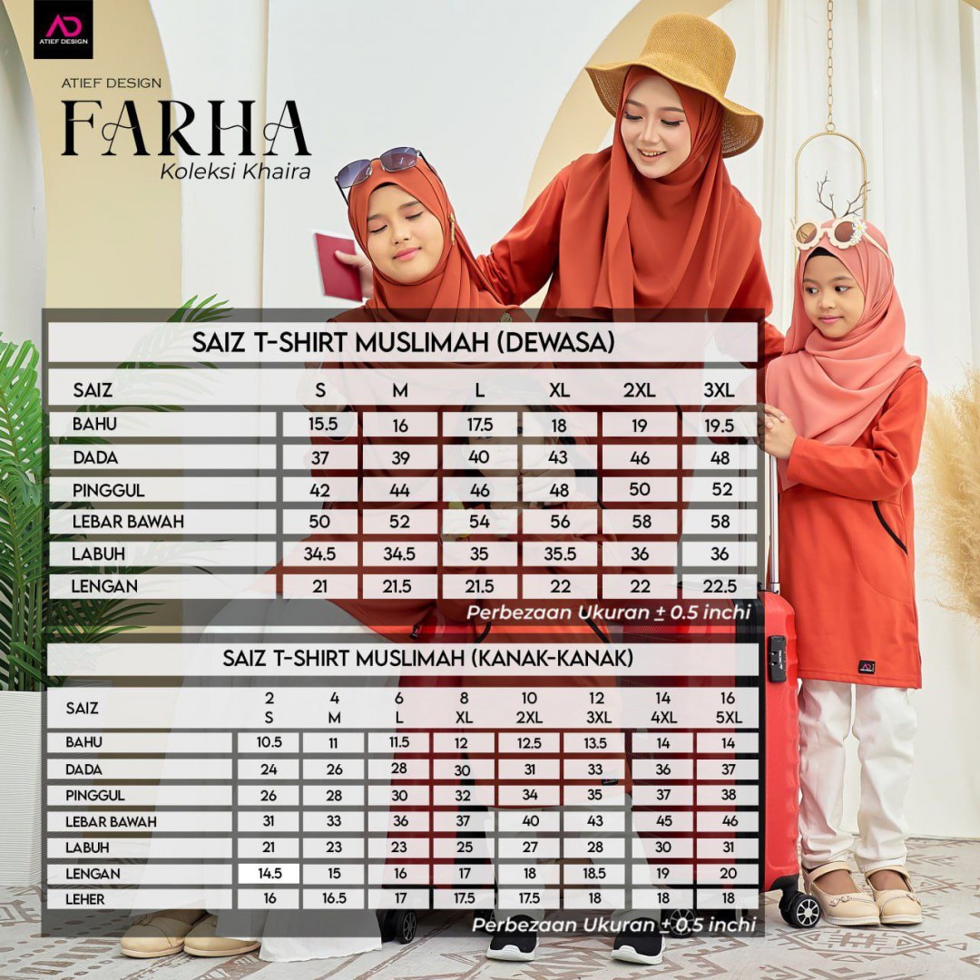 FARHA DEWASA COTTON - K671 PINK BLACAN