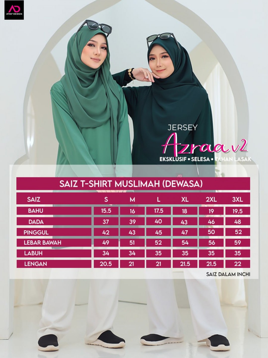AZRAA JERSEY MUSLIMAH- KH064 ROSE PINK