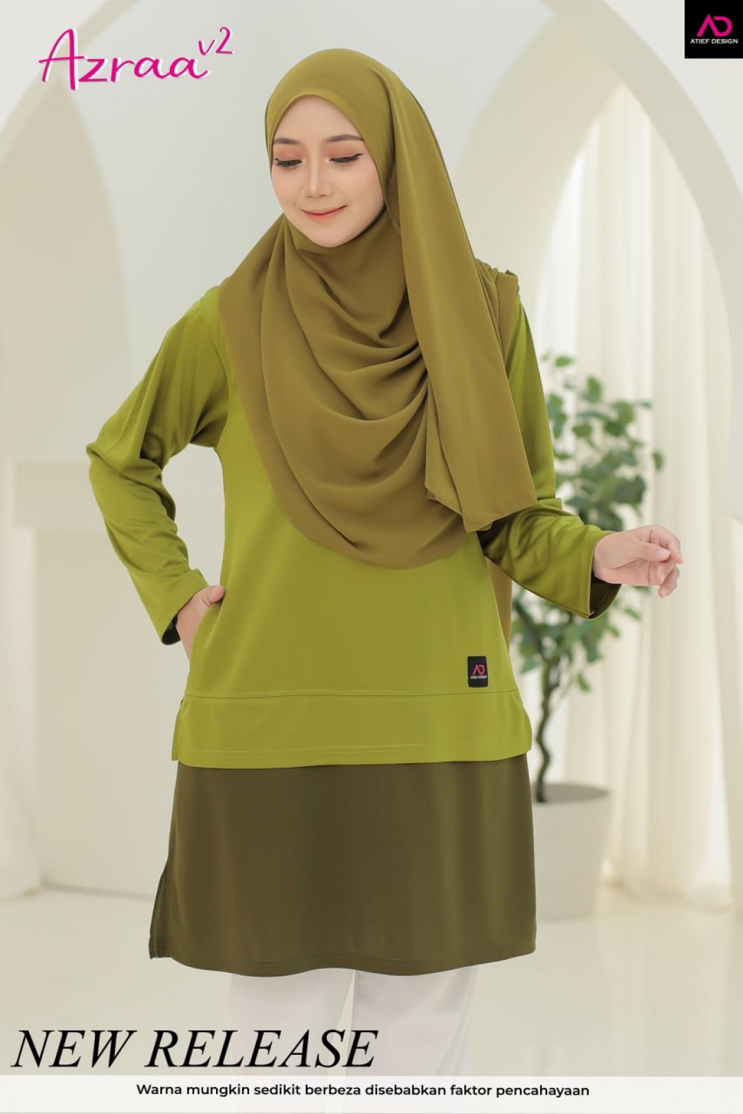 AZRAA JERSEY MUSLIMAH- KH074 OLIVE GREEN
