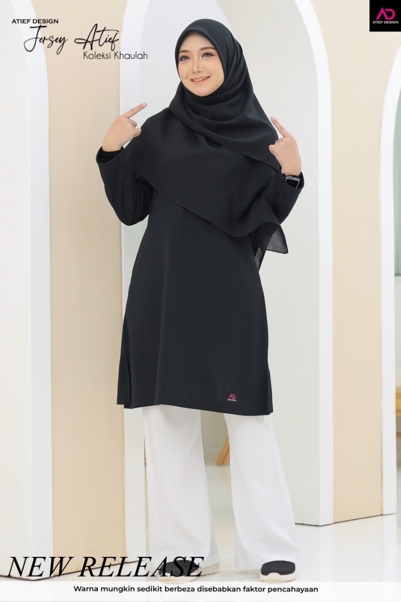 (PLUSSIZE) JERSEY ATIEF- KH054 BLACK