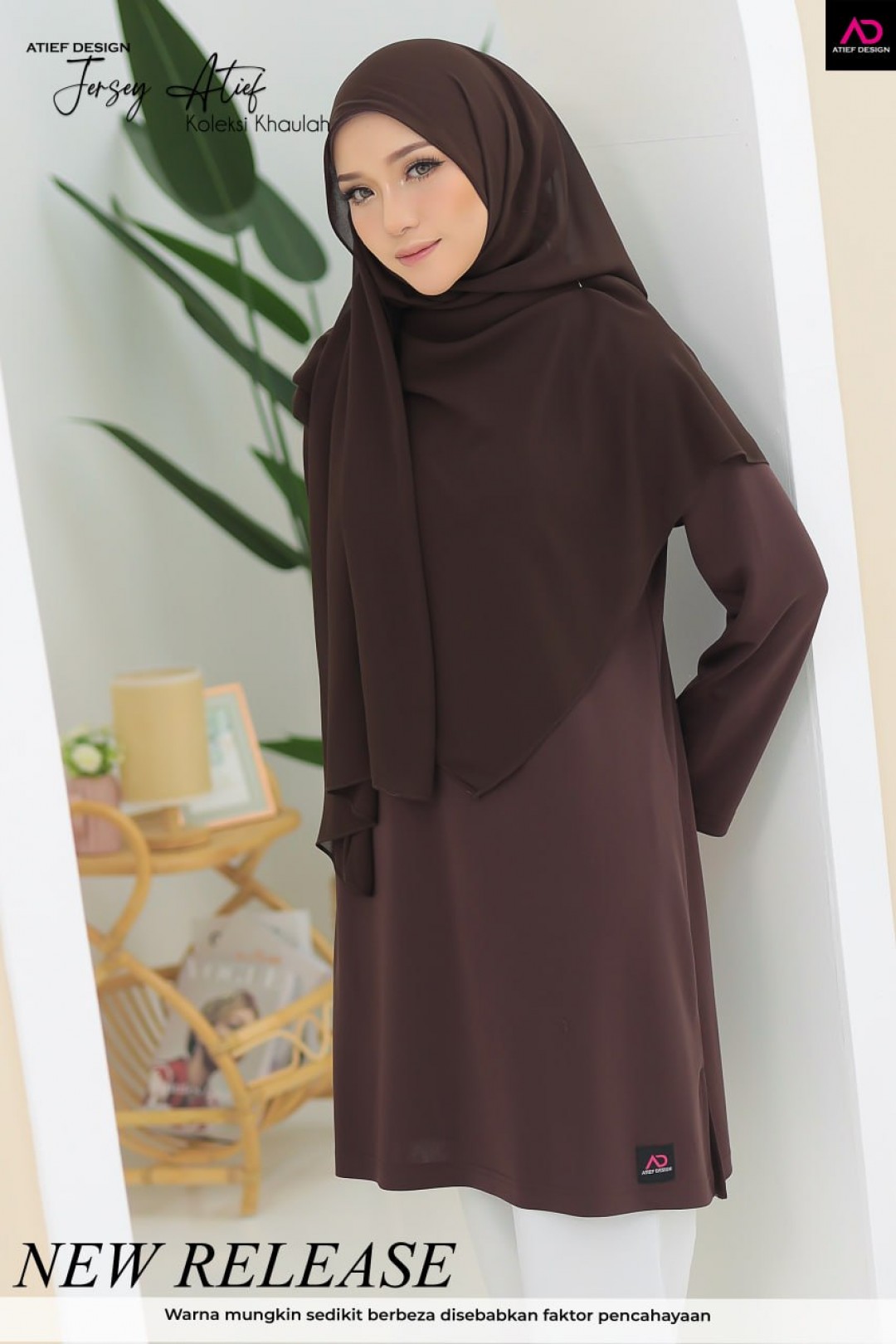 (PLUSSIZE) JERSEY ATIEF- KH044 DARK CHOCOLATE