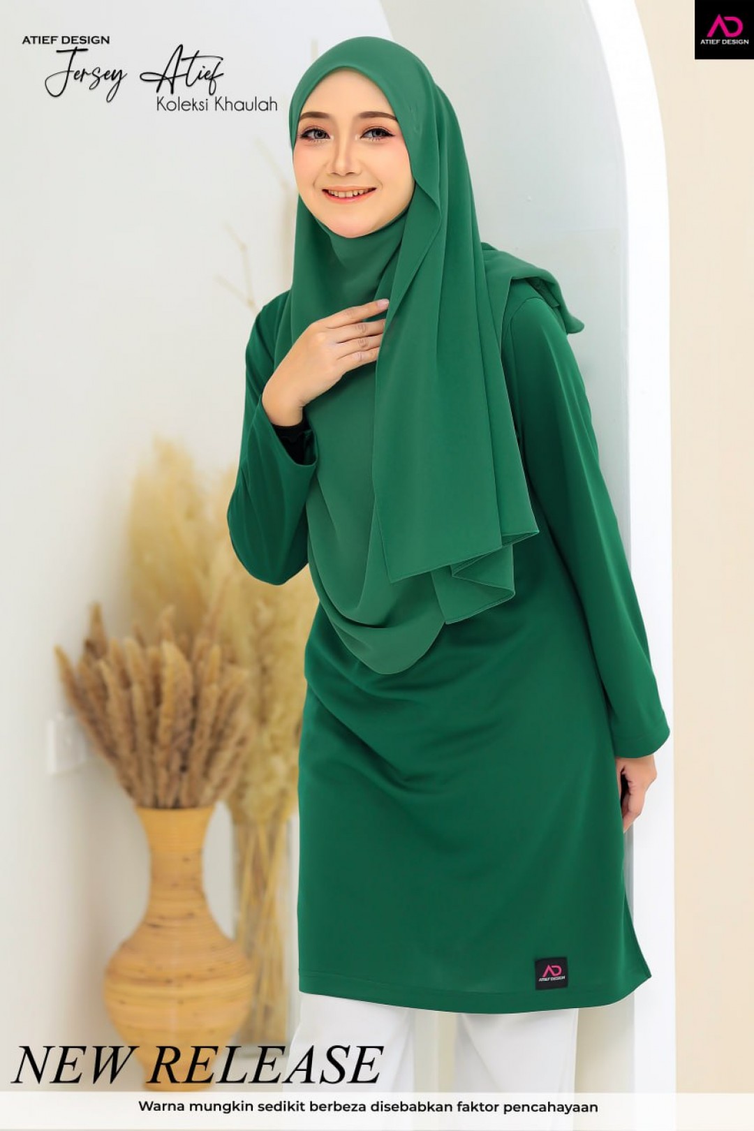 (PLUSSIZE) JERSEY ATIEF- KH042 EMERALD GREEN