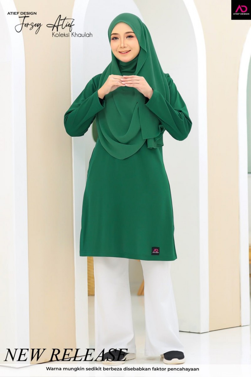 (PLUSSIZE) JERSEY ATIEF- KH042 EMERALD GREEN