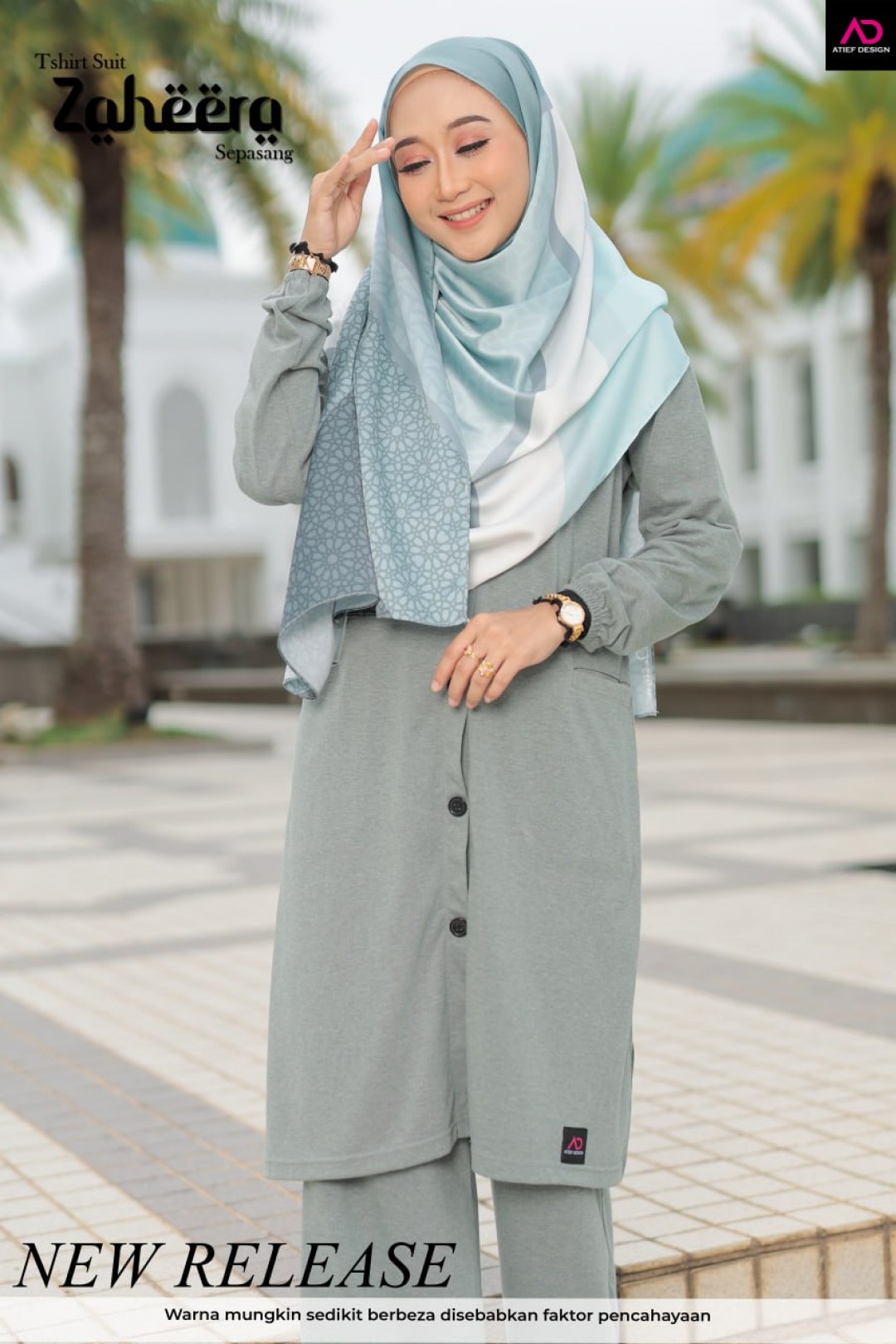 SUIT ZAHEERA UMRAH SET - KP008 TONE COLOR MINT GREEN