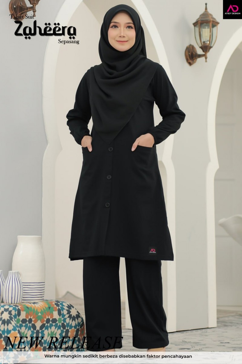 SUIT ZAHEERA UMRAH SET - KP010 BLACK