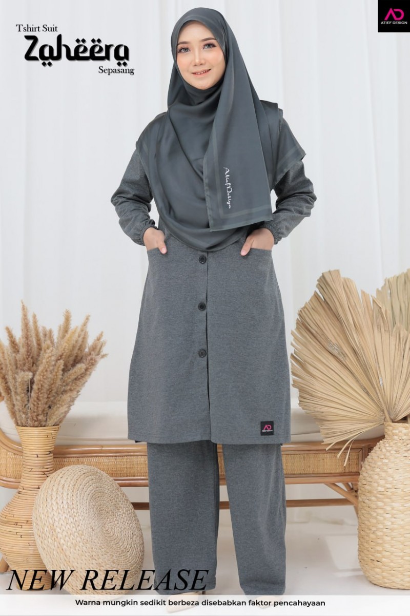 SUIT ZAHEERA UMRAH SET - KP005 TONE COLOR BLACK