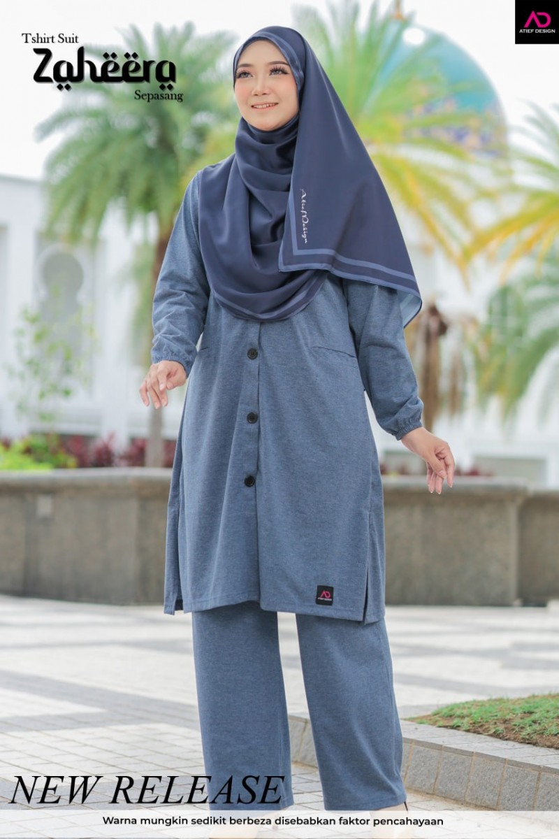 SUIT ZAHEERA UMRAH SET - KP006 TONE COLOR DARK BLUE