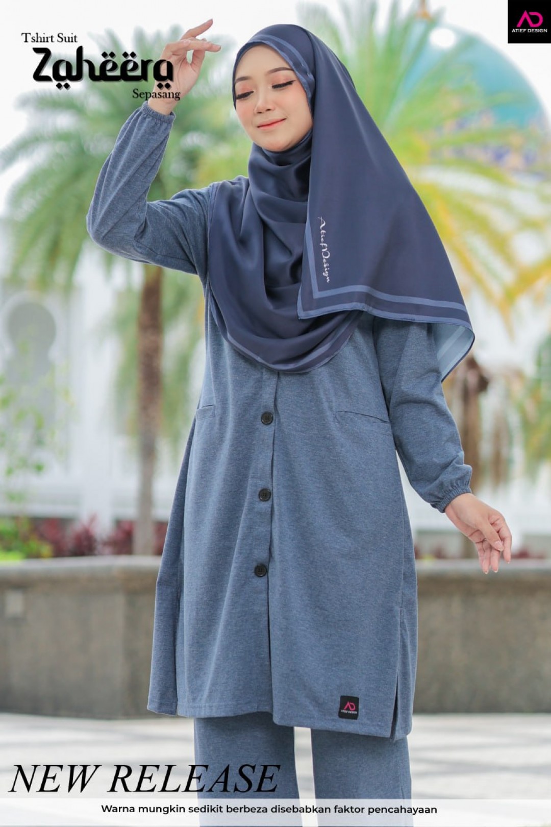 SUIT ZAHEERA UMRAH SET - KP006 TONE COLOR DARK BLUE