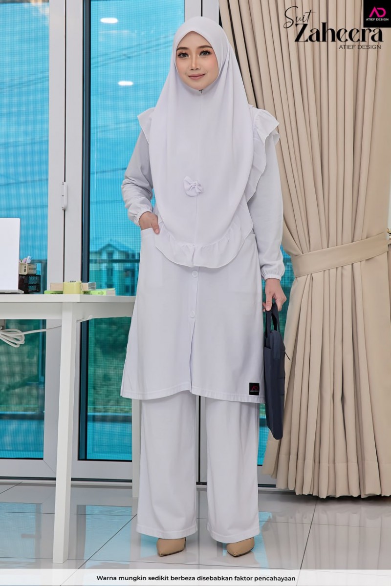 SUIT ZAHEERA UMRAH SET - KP009 WHITE