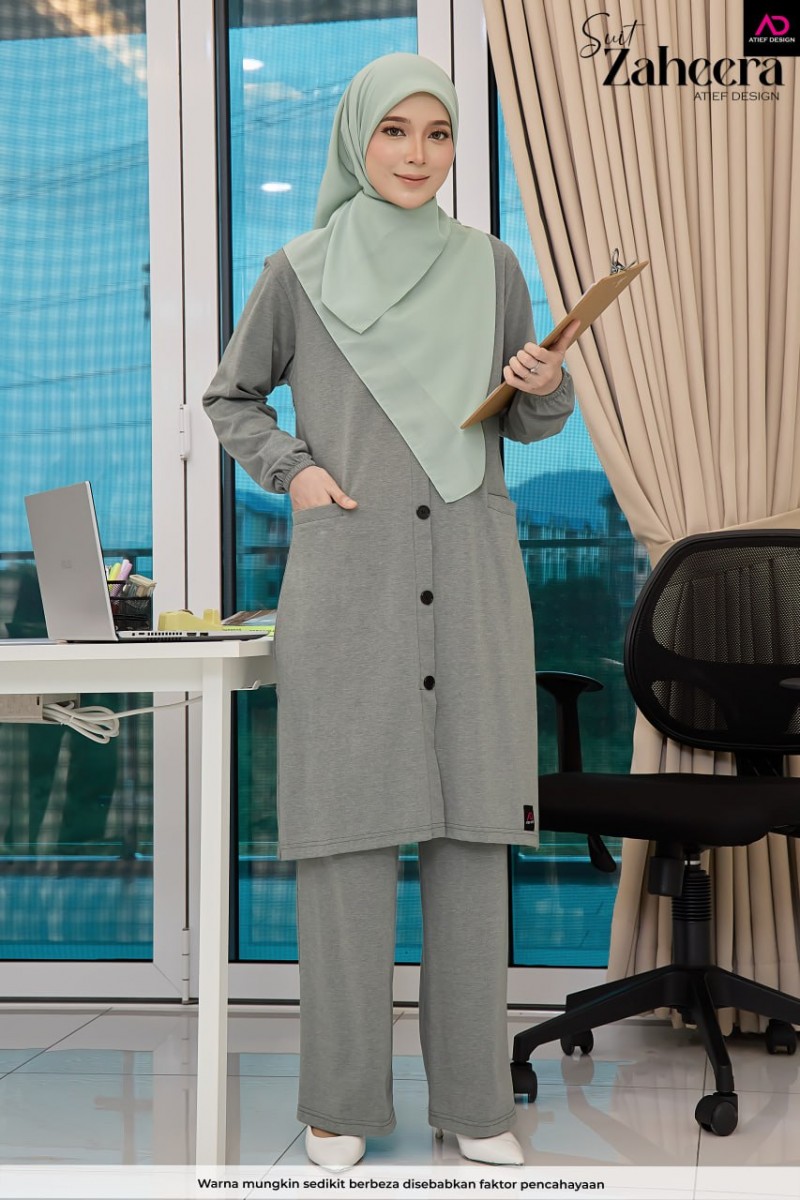 SUIT ZAHEERA UMRAH SET - KP008 TONE COLOR MINT GREEN