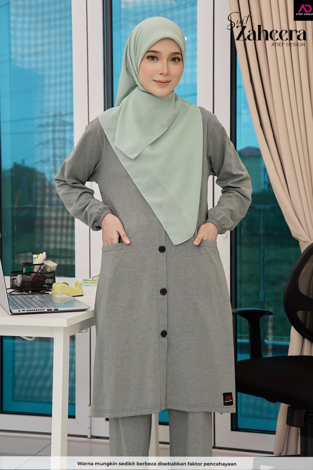 SUIT ZAHEERA UMRAH SET - KP008 TONE COLOR MINT GREEN