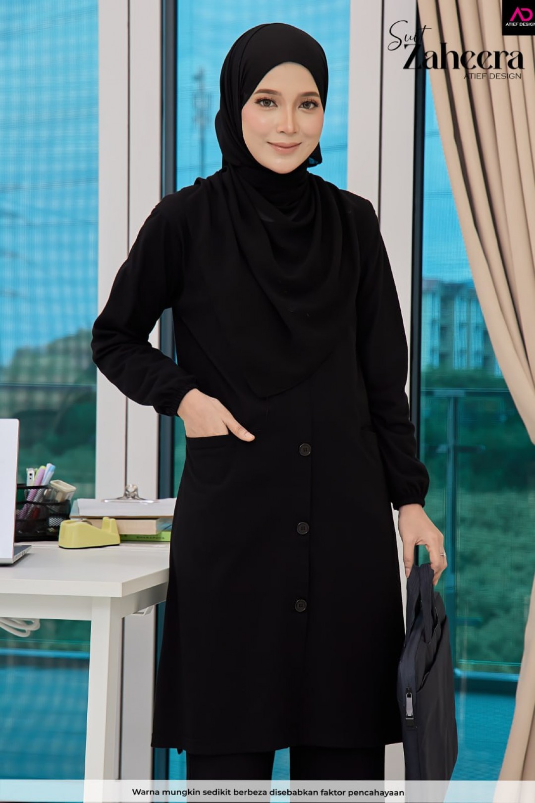 SUIT ZAHEERA UMRAH SET - KP010 BLACK