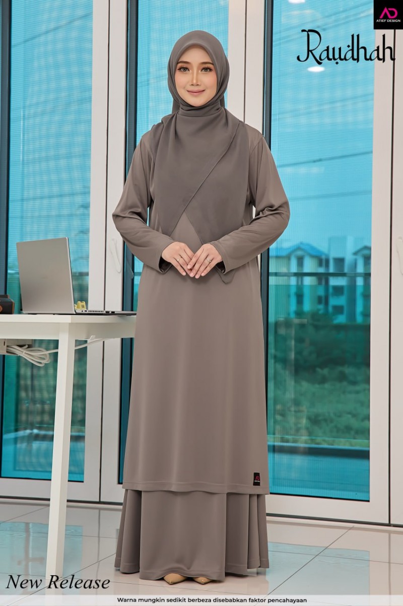 SUIT RAUDHAH SEPASANG - KP013 STONE GREY